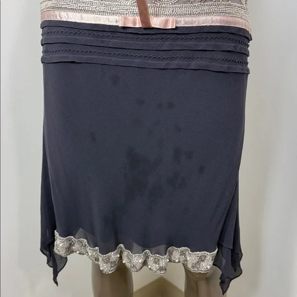 Vintage Cache Beaded Embellished Spaghetti Strap Tank with Navy Skirt - Picture 3 of 10